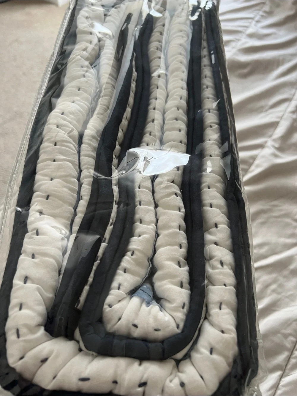 Annie Selke Draftsman Quilt — White with Blue Stripe